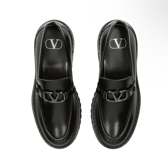 ❗️SOLD❗️VALENTINO GARAVANI VLOGO black leather loafers 39.5 - Picture 3 of 12
